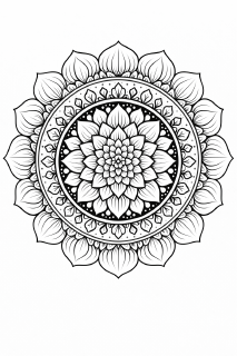 Schwarzes Mandala mit floralen Mustern