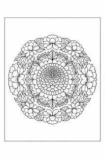 Symmetrische Chrysanthemen-Mandalazeichnung