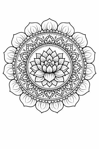 Symmetrische Lotus-Mandala-Illustration