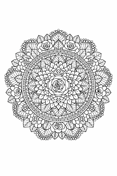 Symmetrische Mandala mit Blumenmotiv
