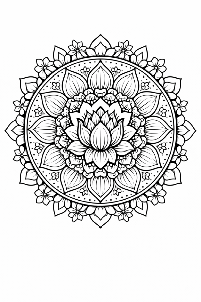 Symmetrische Mandala mit Lotusblüte