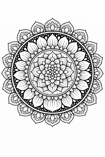 Symmetrisches Mandala in Schwarz-Weiß (21)