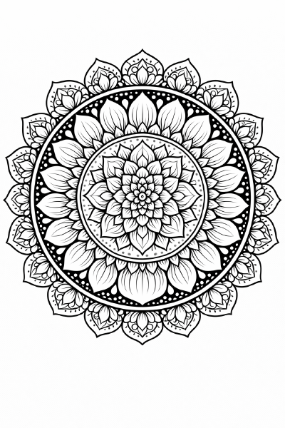 Symmetrisches Mandala in Schwarz-Weiß (21)