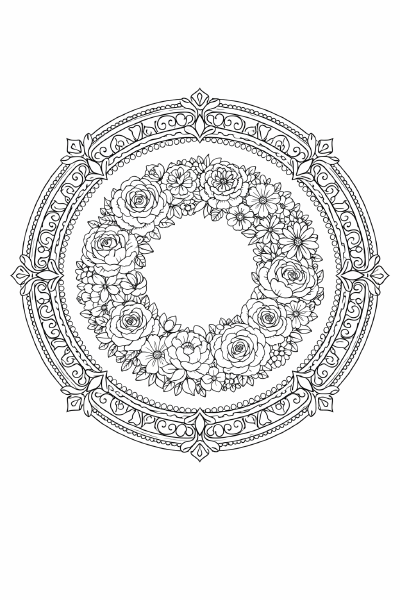 Blumenkranz Elegantes florales Mandala mit Rosen