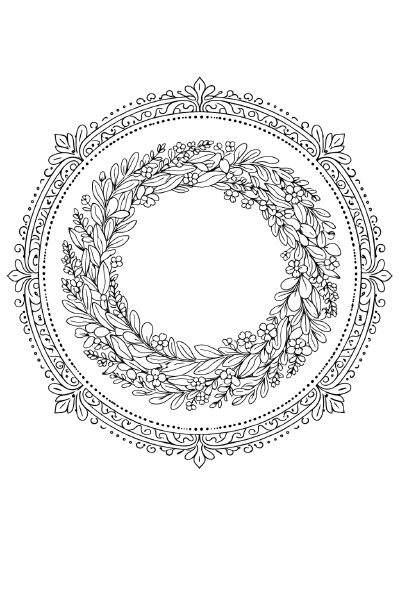 Blumenkranz Lavendel- und Olivenkranz Mandala