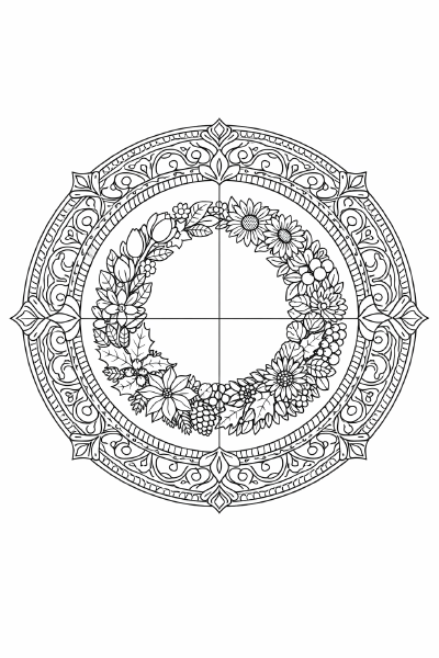 Blumenkranz Mandala der vier Jahreszeiten