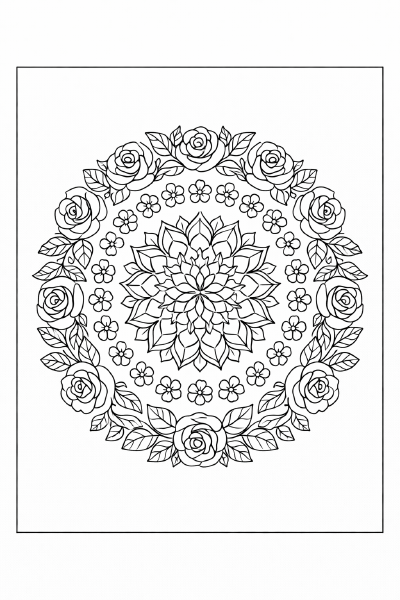 Mandala mit Blumenkranz Design