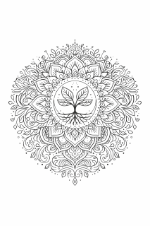 Boho Symmetrische Mandala mit Naturmotiven