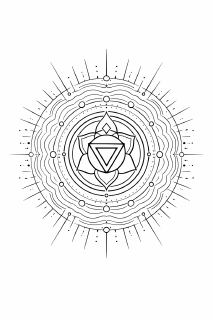 Boho Symmetrische Mandala mit Chakra-Symbol