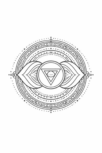 Detaillierte Mandala mit Drittem Auge Chakra