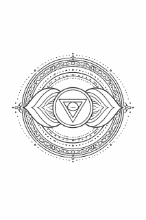 Detaillierte Mandala mit Drittem Auge Chakra