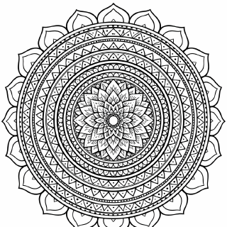 Detailreiche Chakra-Mandala mit Lotusblüten