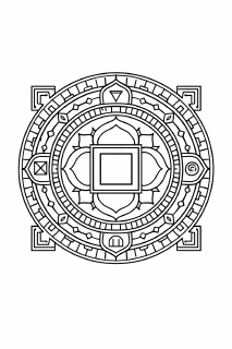 Mandala des Wurzelchakras in Schwarz-Weiß