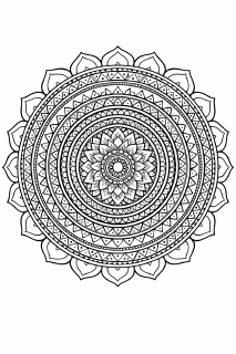 Mandala mit Chakra-Design in Schwarz und Weiß
