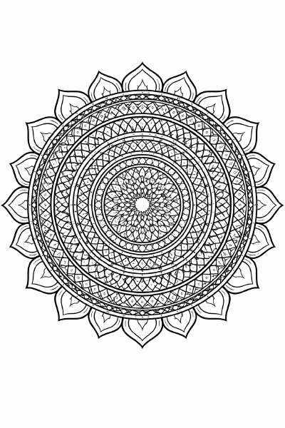 Schwarze Mandala mit Lotusblättern