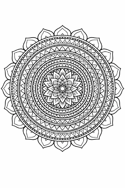 Schwarzes Mandala mit Chakra-Stern