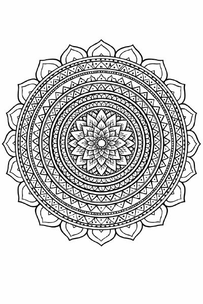 Schwarzes Mandala mit Sternenlotus