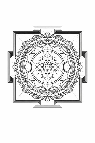 Sri Yantra in geometrischer Mandala-Form Chakra