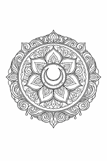 Svadhisthana Chakra Mandala in Schwarzweiß