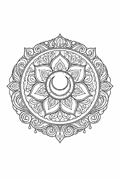 Svadhisthana Chakra Mandala in Schwarzweiß