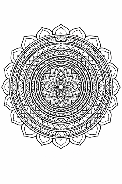 Symmetrische schwarze und weiße Mandala