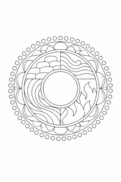 Mandala der fünf Elemente