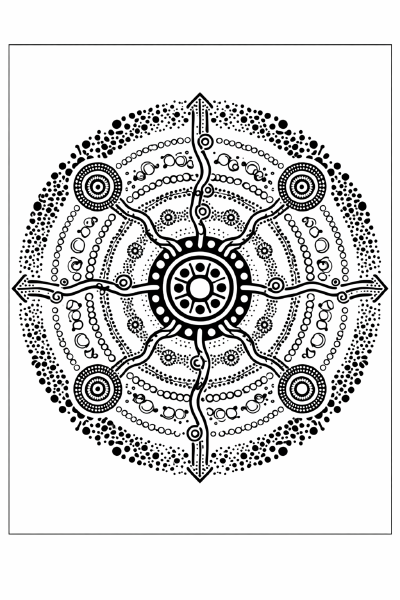 Ethno Aboriginal Mandala mit Wasserloch-Symbol