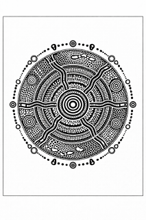 Ethno Aboriginal Mandala mit Wasserlochsymbol