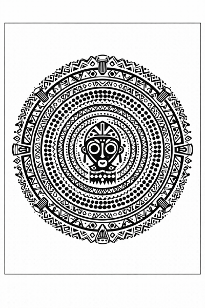 Ethno Afrikanische Mandala mit Ahnenfigur