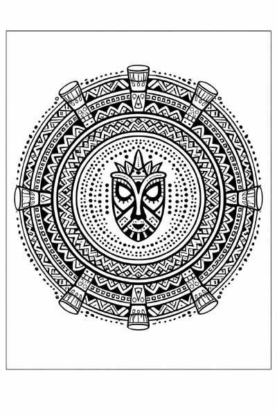 Ethno Afrikanisches Mandala mit Totem-Symbol