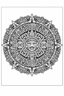 Ethno Aztekisches Mandala mit Tonatiuh-Glyphe