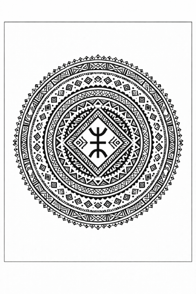 Ethno Berber Mandala mit Amazigh-Symbol