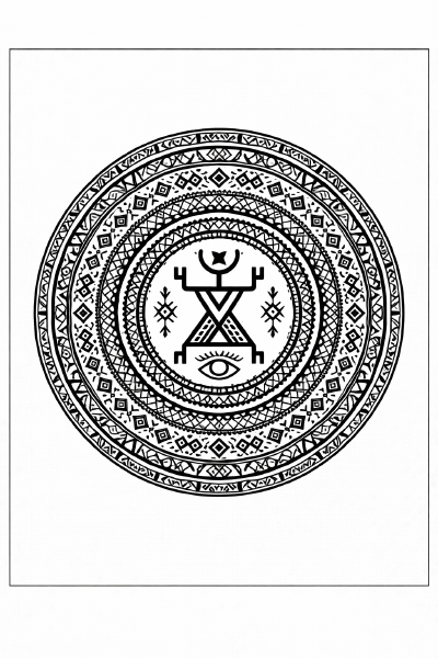 Ethno Berber inspirierte Mandala mit Khamsa