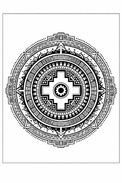Ethno Geometrisches Anden-Mandala mit Chakana