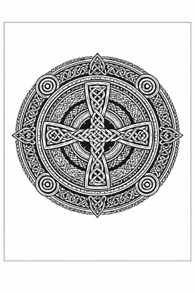 Ethno Keltisches Mandala in Schwarz-Weiß