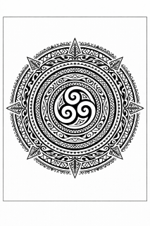 Ethno Maori-Polynesische Mandala mit Koru-Symbol