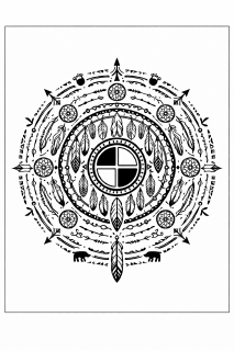 Ethno Medizinrad mit Federn und Pfeilen