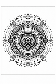 Ethno Schamanische Mandala mit Bärenkopf