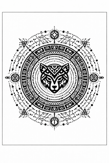 Ethno Schamanisches Mandala mit Bärenkopf