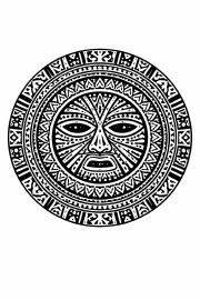 Ethno Schwarze und weiße Tribal-Mandala mit Maske