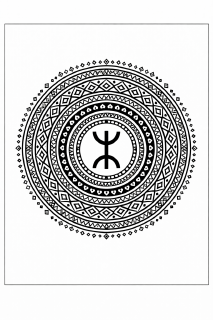 Ethno Schwarzes und weißes Berber-Mandala