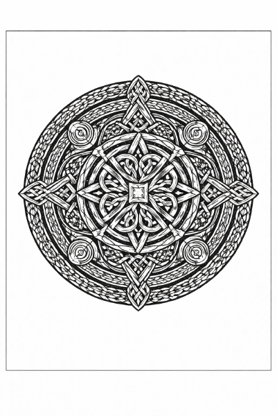 Ethno Schwarzes und weißes keltisches Mandala