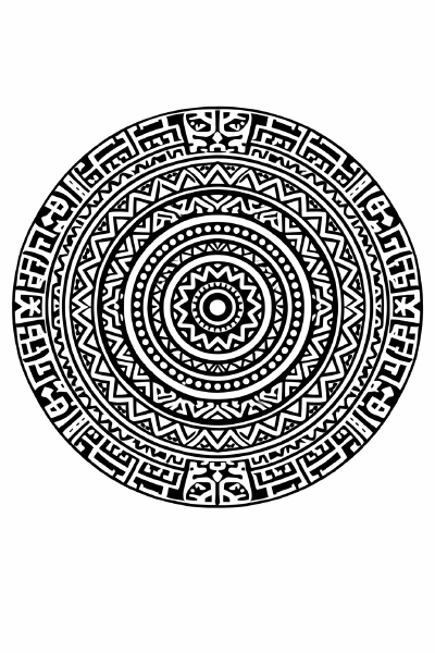 Ethno Symmetrisches tribal-mandala auf weißem Hintergrund