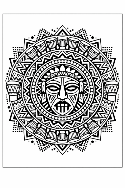Ethno Tribal mandala mit geometrischem Gesicht