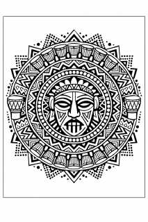 Ethno Tribal mandala mit geometrischem Gesicht