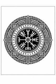 Ethno Viking Vegvisir Mandala in Schwarz-Weiß