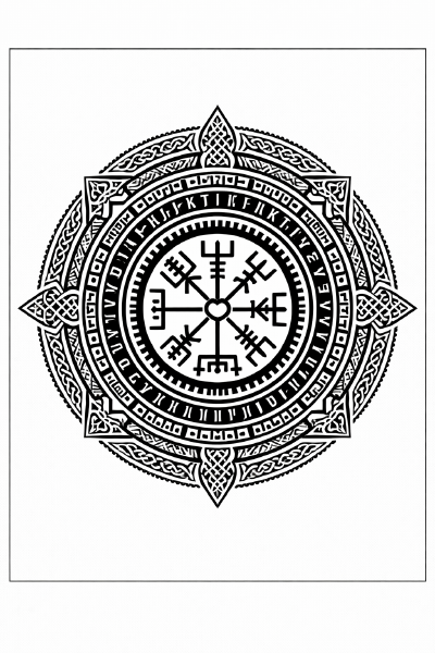Ethno Vikinger Mandala mit Runensymbolen