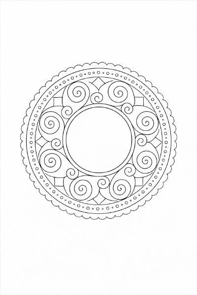 Geometrische Mandala in Schwarz-Weiß (1)