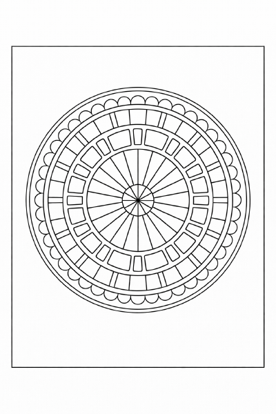 Geometrische Mandala in Schwarz-Weiß