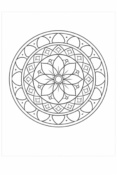 Geometrisches Mandala in Schwarz-Weiß (2)